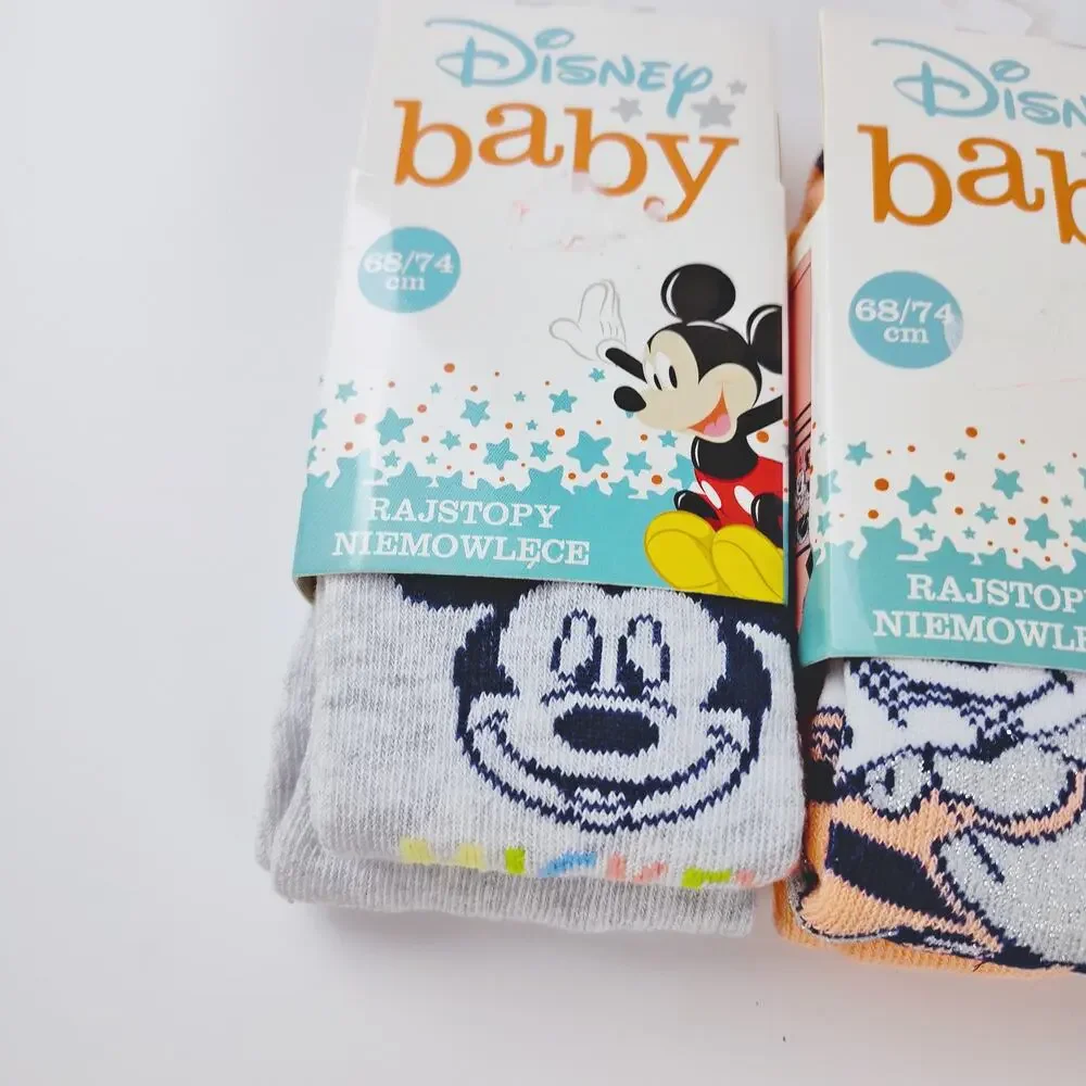 Disney Mickey & Minnie Mouse Gray Pink Baby Tights NIP